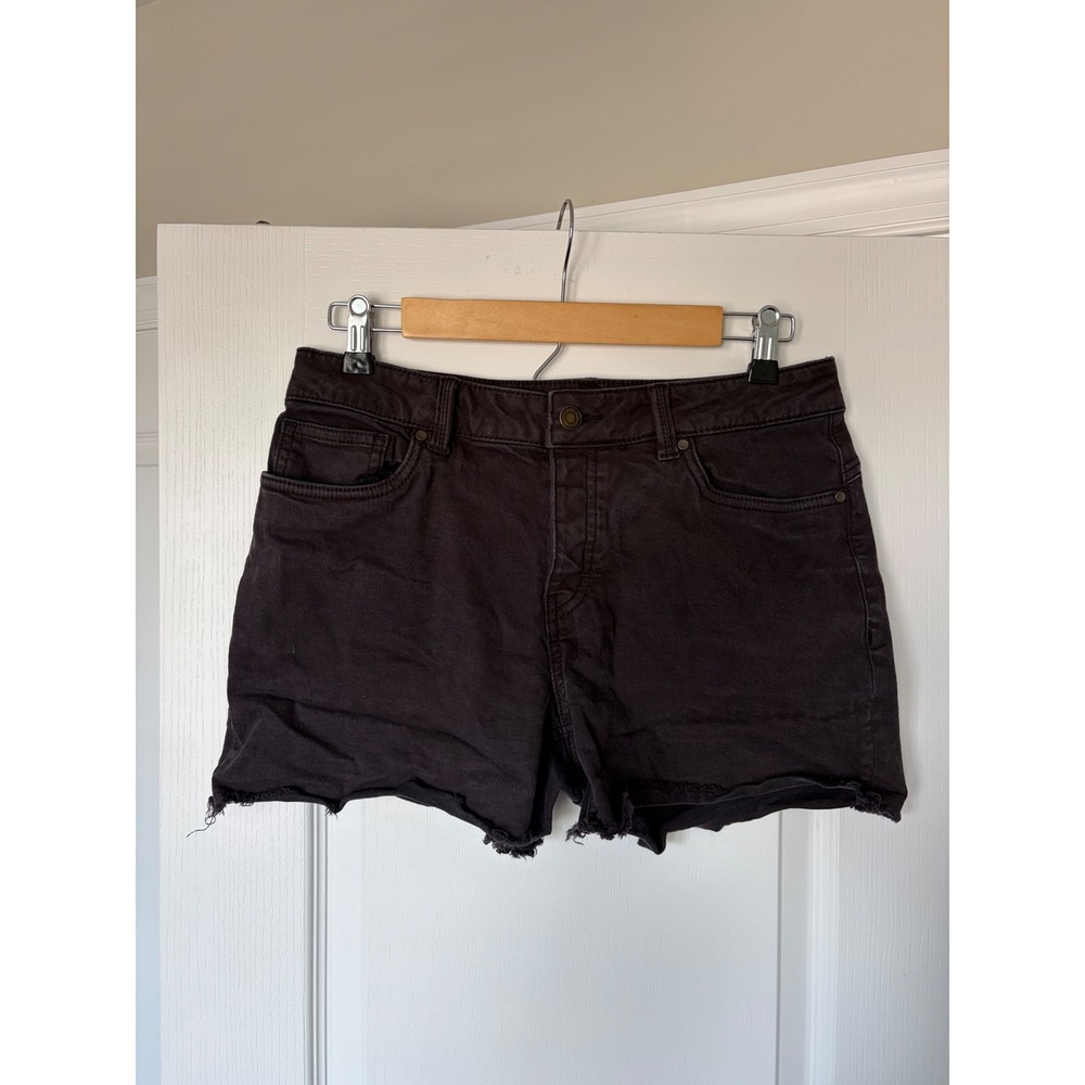 Prana Womens Organic Cotton Raw Hem Denim Shorts Dark Grey Size 4 27